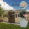 Double entry 15′ wide x 8′ deep plastic storage shed