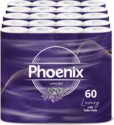 60 Phoenix Soft Supreme Luxury Toilet Rolls Bulk Buy – Quilted White 3 Ply Toilet Paper – Pack of 60 Toilet Tissue