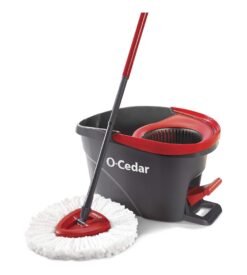 O-Cedar EasyWring Microfiber Spin Mop. Bucket Floor Cleaning System. Red. Gray