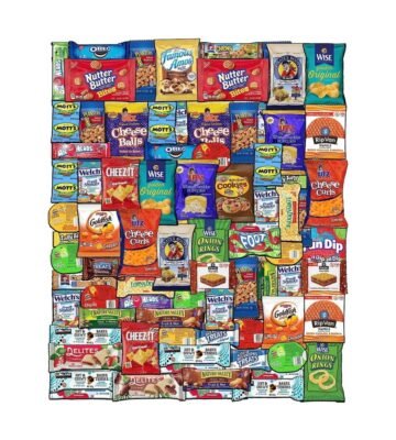 BLUE RIBBON Fathers Day Snack Box Care Package Variety Pack (90 Count) Ultimate Sampler Mixed Bars Cookies Chips Candy Snacks Box for Office Schools Friends Family College Students Women Men Adult Kid Teens Fathers Day Gift Basket