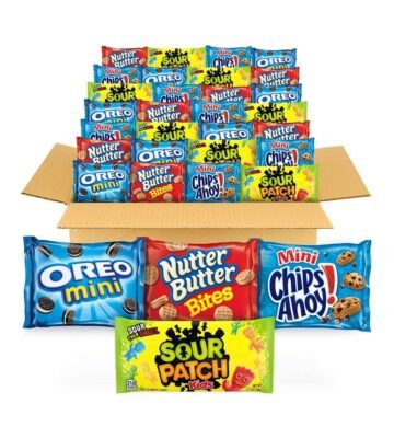 OREO Mini Cookies. CHIPS AHOY Mini Cookies. SOUR PATCH KIDS Candy & Nutter Butter Bites Cookies & Candy Variety Pack. 32 Snack Packs