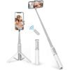 ATUMTEK Bluetooth Selfie Stick Tripod. Extendable 3 in 1 Aluminum Selfie Stick with Wireless Remote and Tripod Stand 270 Rotation for iPhone 13/12/11 Pro/XS Max/XS/XR/X. Samsung and Smartphone White