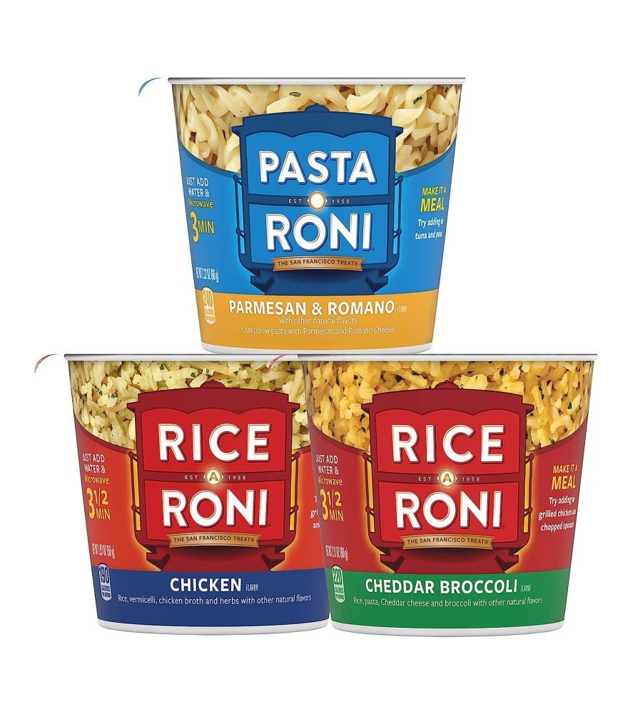 PASTA RONI Quaker Rice a Roni Cups Individual Cup. 3-Flavor Variety Pack. 2.25 Oz. 12 count (Pack of 1)