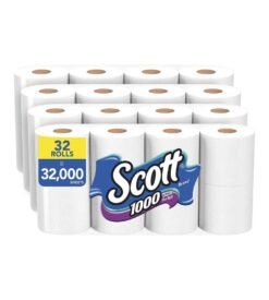 Scott 1000 Toilet Paper. 32 Regular Rolls. Septic-Safe. 1-Ply Toilet Tissue