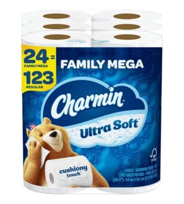 Charmin Ultra Touch. 24 Family Mega Count. White. 8 Family Count